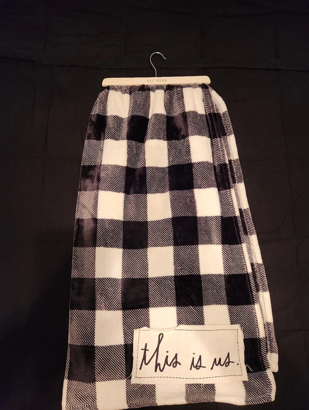 Brand New Rae Dunn Black and White Buffalo Plaid This Is Us Throw Blanket